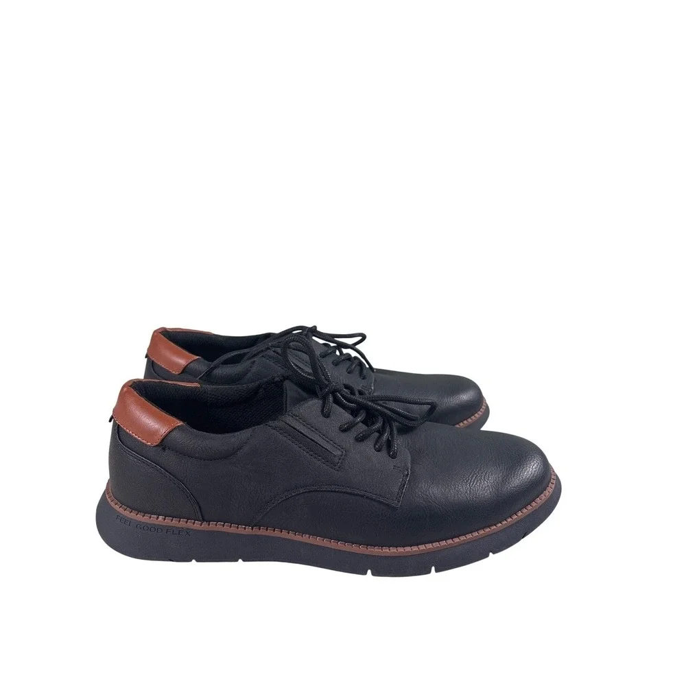 Dr Scholl's Mens Black Leather Lace Up Oxford Dress Shoes Synergy Oxfd Size 10.5